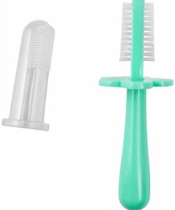 Brosse à dents bébé ergonomique double face - Vert