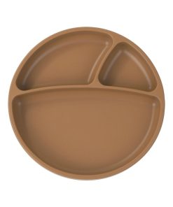 Assiette bébé à ventouse en silicone - Marron caramel