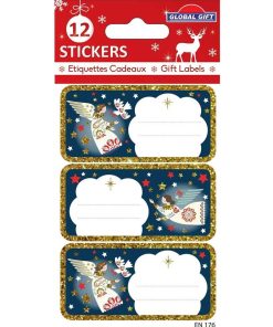 12 étiquettes adhésives de Noël - Anges de Noël - N/A