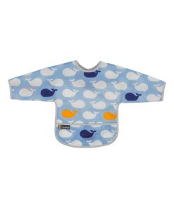 Bavoir Manches longues 2-4 ans Whales - Bleu