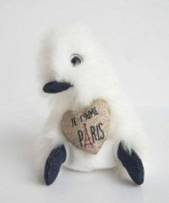 doudou Doudou et compagnie Canard Blanc cœur Je t'aime doré 18cms Coin Coin Pantin - Blanc