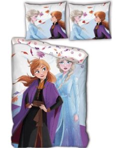 Parure de lit réversible DS La Reine des Neiges - Anna et Elsa - 140 cm x 200 cm - Multicolore