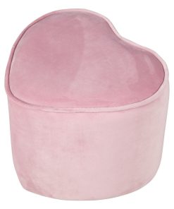 ROBA Tabouret en Forme de Coeur pour Chambre Enfant "Lil Sofa" - en Velours Doux - Rose - Rose