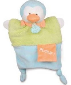 doudou Doudou et compagnie Pingouin Vert Plouf foulard Orange DC2784 Petit Secret Marionnette - Vert