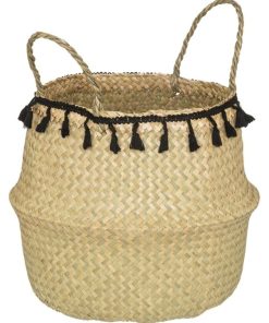 Panier pliant roseau Alina noir D30 - Beige