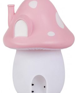 Veilleuse Maison champignon rose avec autocollants féerie (20 cm) - Rose