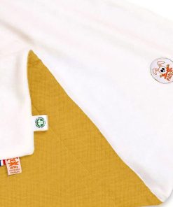 Couverture en Coton Bio Rex Blanc et Honey - Beige