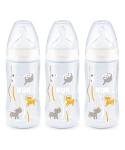 Lot de 3 biberons col large Serenity+ TC 300ml 0-6M perçage M Koala Nuk - Transparent