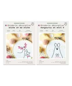 Coffrets 2 Broderies décoratives - Déco enfant - Biche et Kangourou - N/A