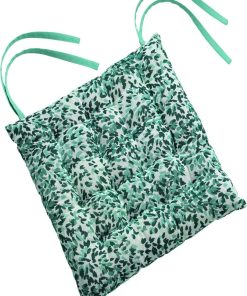 Galette de chaise matelassee Splash feuilles - Vert