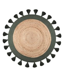 Tapis rond 90 cm Baleares vert jute coton - Vert