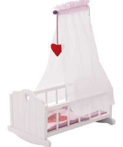 ROBA Berceau de Poupée Complet "Fienchen" - Inclus Textile Rose - Laqué Blanc - N/A