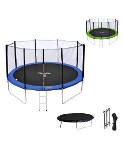 HAPPY GARDEN - Trampoline Ø370cm avec accessoires, Perth - Bleu