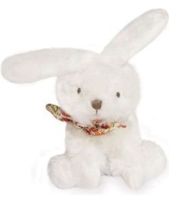Doudou Doudou et Compagnie lapin Blanc bandana liberty rouge Pantin - 12 cm mon chouchou - Blanc