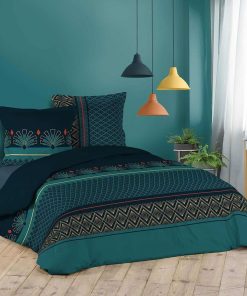 Housse de couette 220x240 + 2 taies Kelim coton - Vert