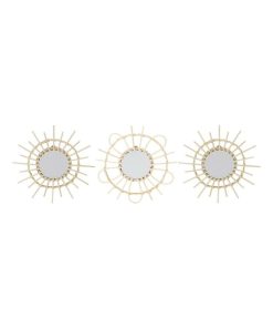 Lot de 3 miroirs rotin D28 - Beige