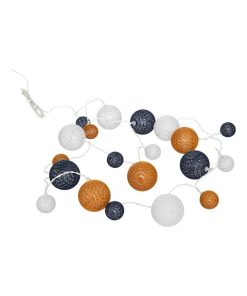 Guirlande avec timer 20 boules multidiamètres café - Marron
