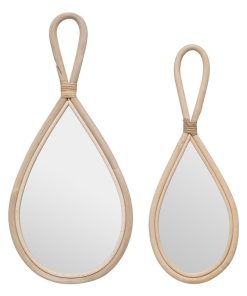 Lot de 2 miroirs rotin goutte Carmen - Beige