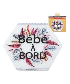 Adhésif / Autocollant bébé à bord - Plume rose - Rose