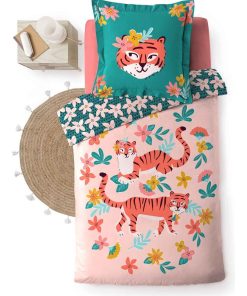 Parure housse de couette Jolie Tigresse - Rose