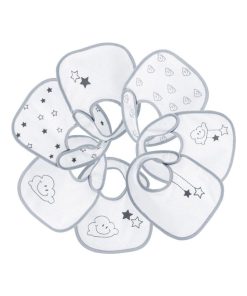 Lot de 7 bavoirs de naissance Nuage gris - Gris