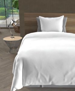 Parure Housse de couette microfibre lavee intemporel - Blanc