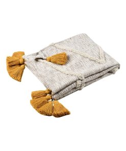 Plaid 125x150 cm Beloha naturel coton - Jaune