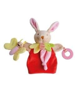 doudou Doudou et compagnie Lapin Rouge papillon activitée dentition DC3005 Magic Marionnette - Rouge