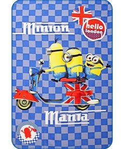 Plaid couverture 100 x 150 cm Minion hello London - Bleu