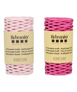 2 bobines fil kraft fuschia/rose 2mm x 25 m - N/A
