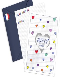 Carte fin d'année scolaire + enveloppe | Carte à gratter Merci pour cette année | Version cœurs - N/A