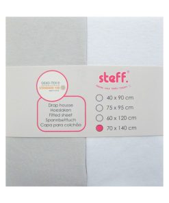 Steff - Drap housse - coton - lot de 2 - OEKO tex standard 100 - Blanc Gris