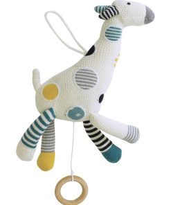 Veilleuse musicale en tricot de coton, GIRAFE - Multicolore