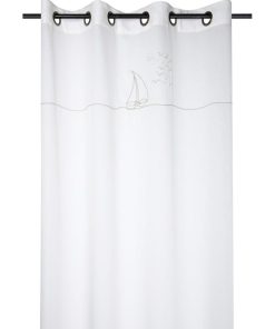 Voilage à œillets 140x260 cm Yacht blanc - Blanc