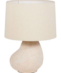 Lampe céramique lin Héra beige écru - Beige