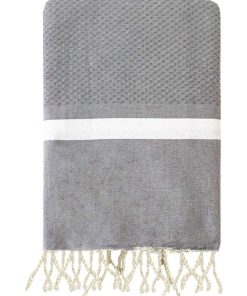 Fouta traditionnelle en coton 2x2m en nid d'abeille Melissa - Gris