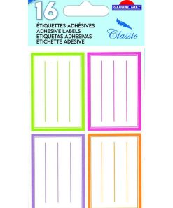 16 étiquettes adhésives scolaires - Rectangles 4 couleurs pastel - N/A