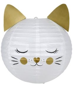 Suspension boule japonaise chat D35 - Blanc