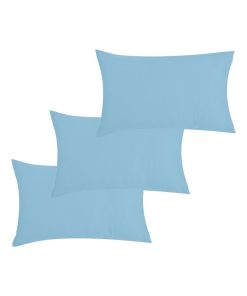 Lot x3 Taies d'oreiller 40x60 cm - 100% coton Bio - 'Ptit Basile' - Bleu ciel