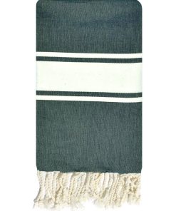 Fouta traditionnelle en coton 200 x 200 cm unie à 3 rayures - Bleu