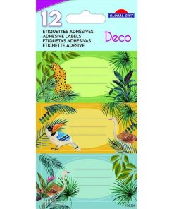 12 étiquettes adhésives scolaires - Rectangle - Jungle tropicale - N/A
