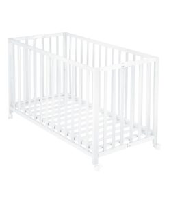 ROBA Lit pliable "Fold Up" 60x120 - Réglable en hauteur - Bois blanc - Blanc