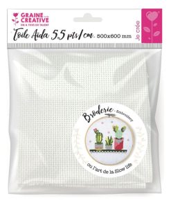Toile Aida 5,5 pts/ cm blanche 50 x 60 cm - N/A