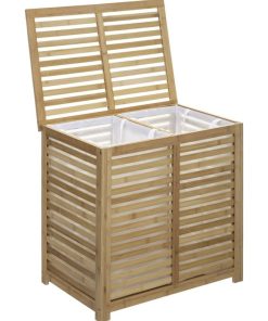 Panier à linge double Sicela bambou - Beige