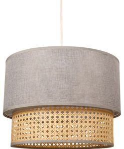 Suspension gigogne ronde cannage tissu gris D35 - Gris