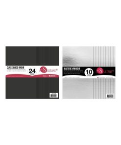 34 papiers Scrapbooking Noir et Argent - H: 30,5 cm - N/A