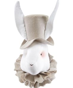 Trophée mural enfant en lin, Monsieur Lapin - Beige