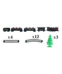Train électrique 24 pièces du village de Noël - Marron