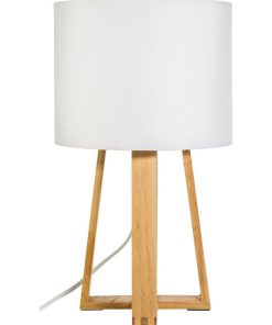 Lampe pied bois Molu blanc - Blanc