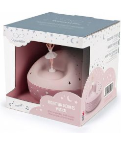 Veilleuse projecteur d'étoiles musical ballerine rose (12 cm) - Rose